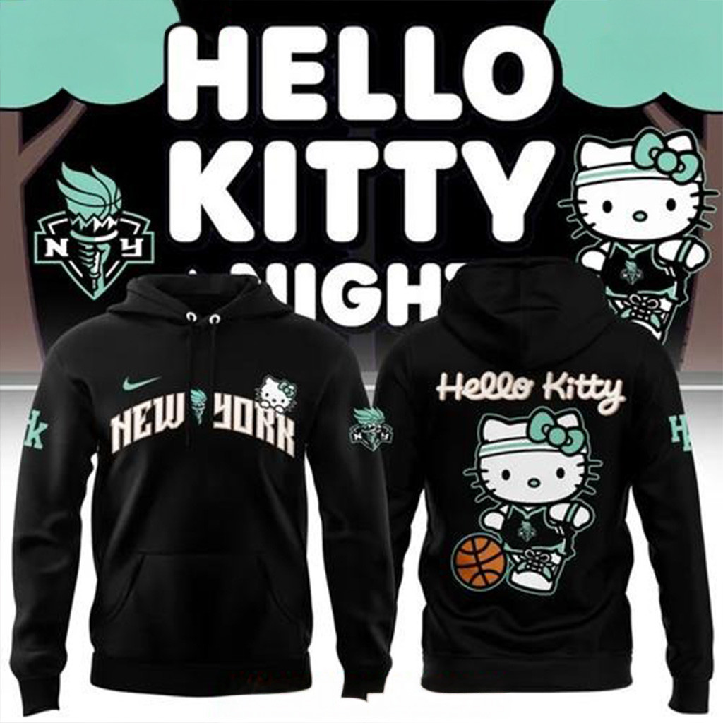 Hello Kitty x New York Liberty Black Special Hoodie Gifts For Basketball Fan-1