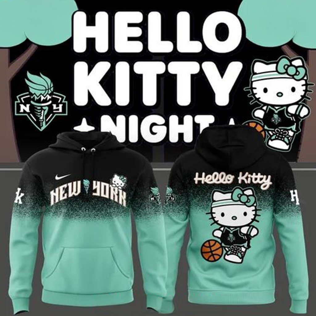 Hello Kitty x New York Liberty Night Hoodie Best Gifts For Basketball Lovers-1