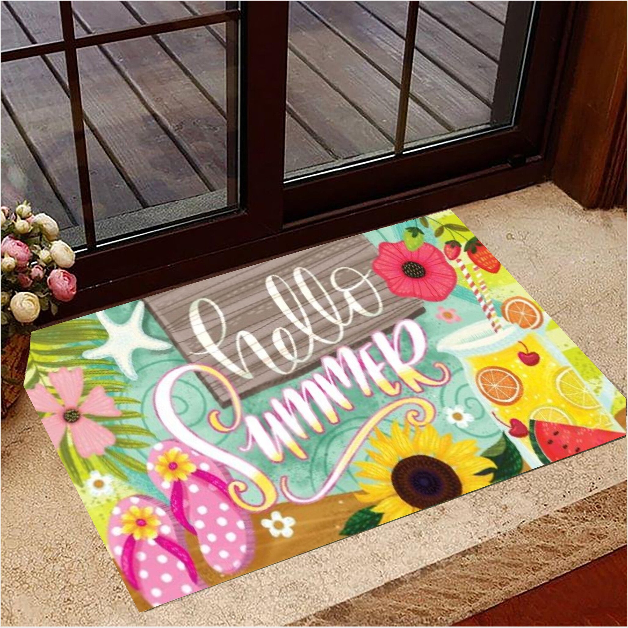 Hello Summer Doormat Summer Welcome Mat Ideas For Summer House Decor Birthday Gifts For Friends-1