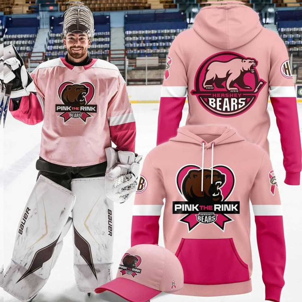 Hershey Bears In The Fight Against Breast Cancer 2025 Hoodie Hershey Bears Merch Gifts For Son-1