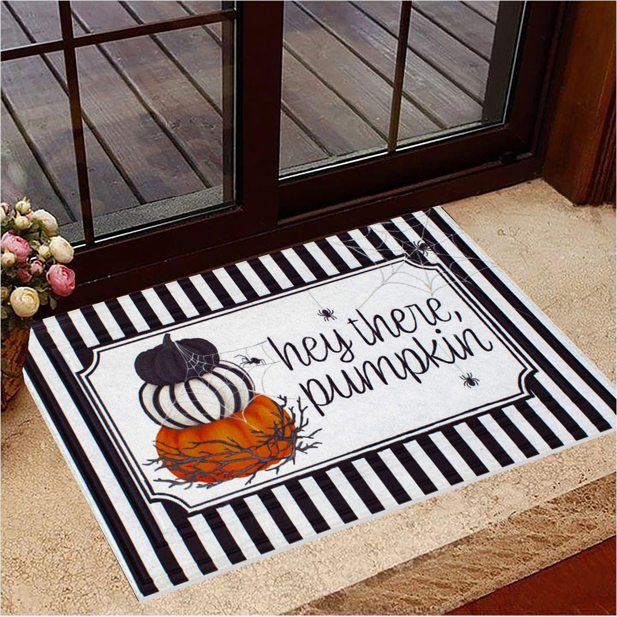 Hey There Pumpkin Doormat Halloween Welcome Mat Indoor Halloween Decoration Ideas Gifts For BFF-1