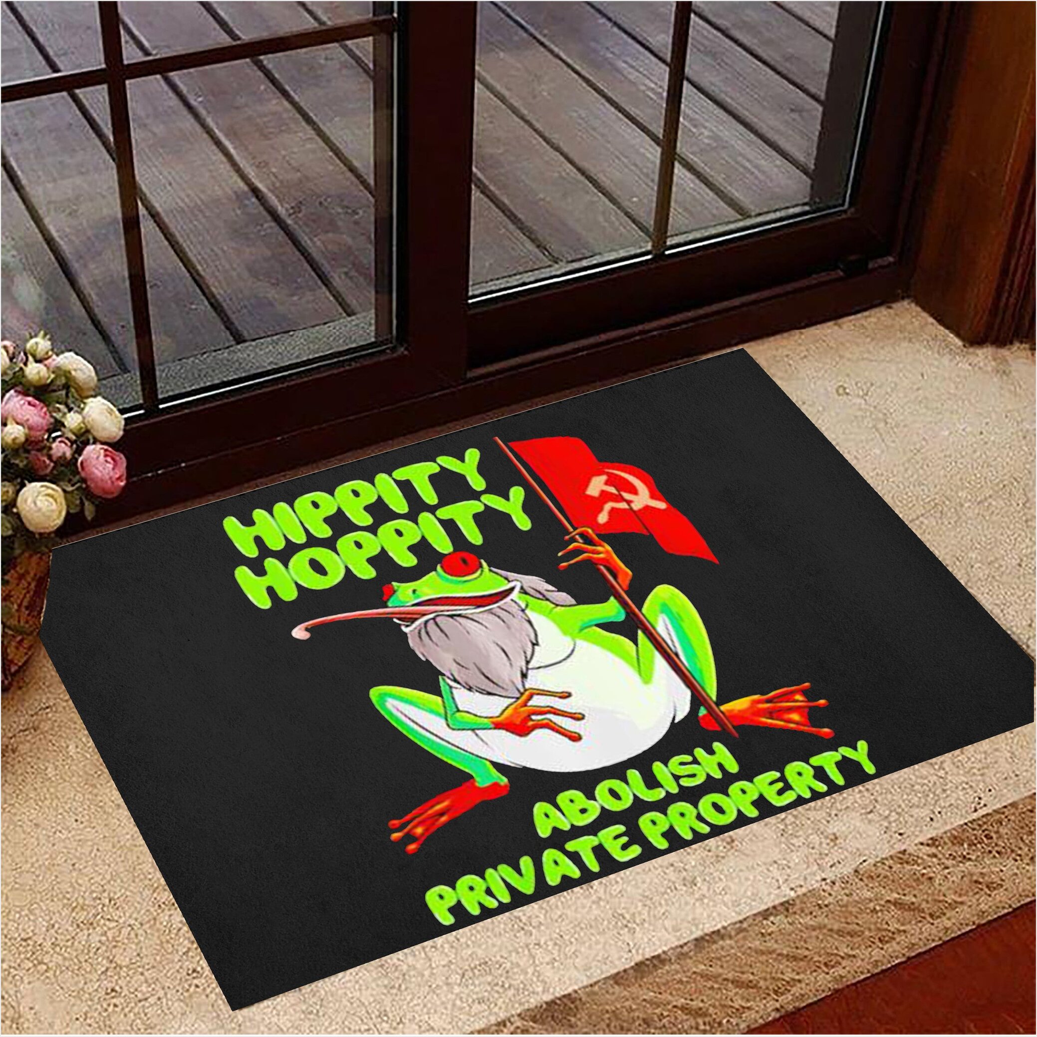 Hippity Hoppity Doormat Abolish Private Property Frog Meme Funny Welcome Mat Gifts For Friends-1