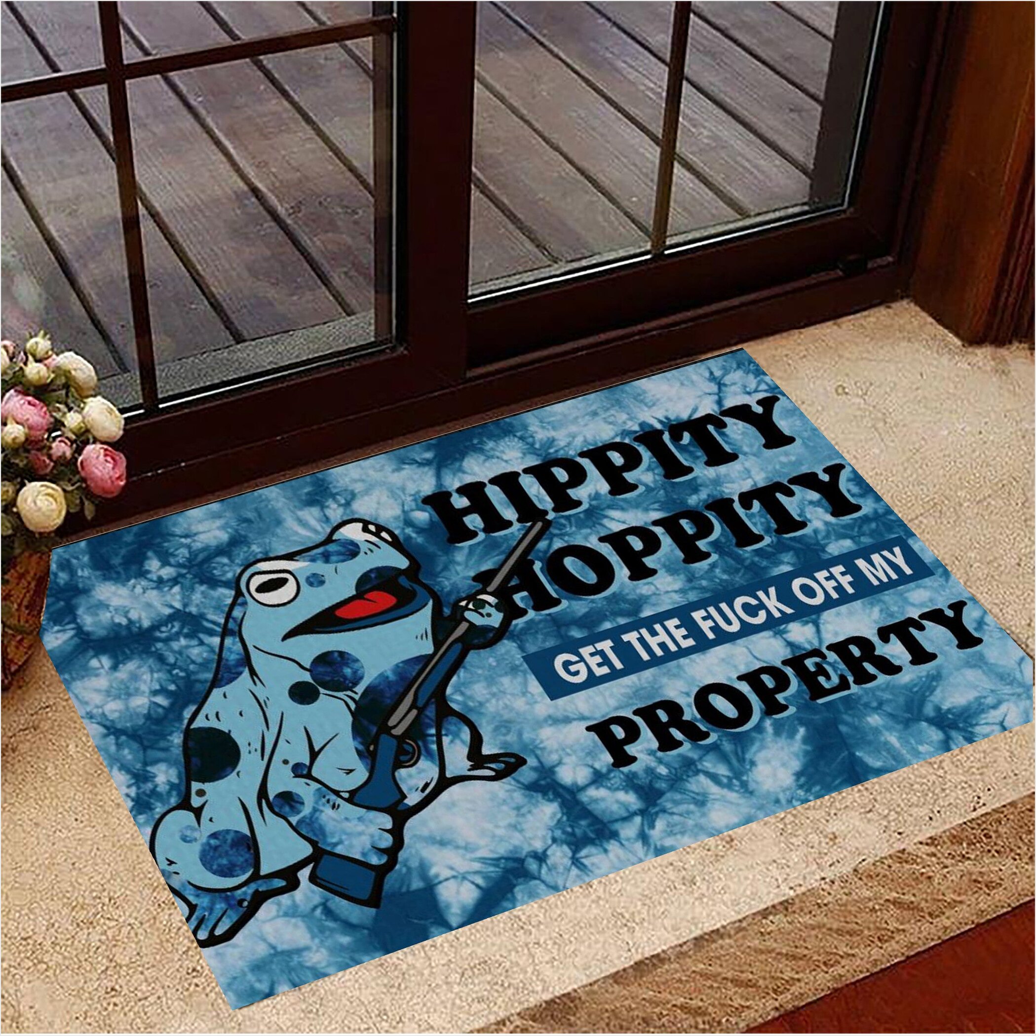 Hippity Hoppity Doormat Frog Get Hippity Hoppity Off My Property Funny Door Mat Sayings-1