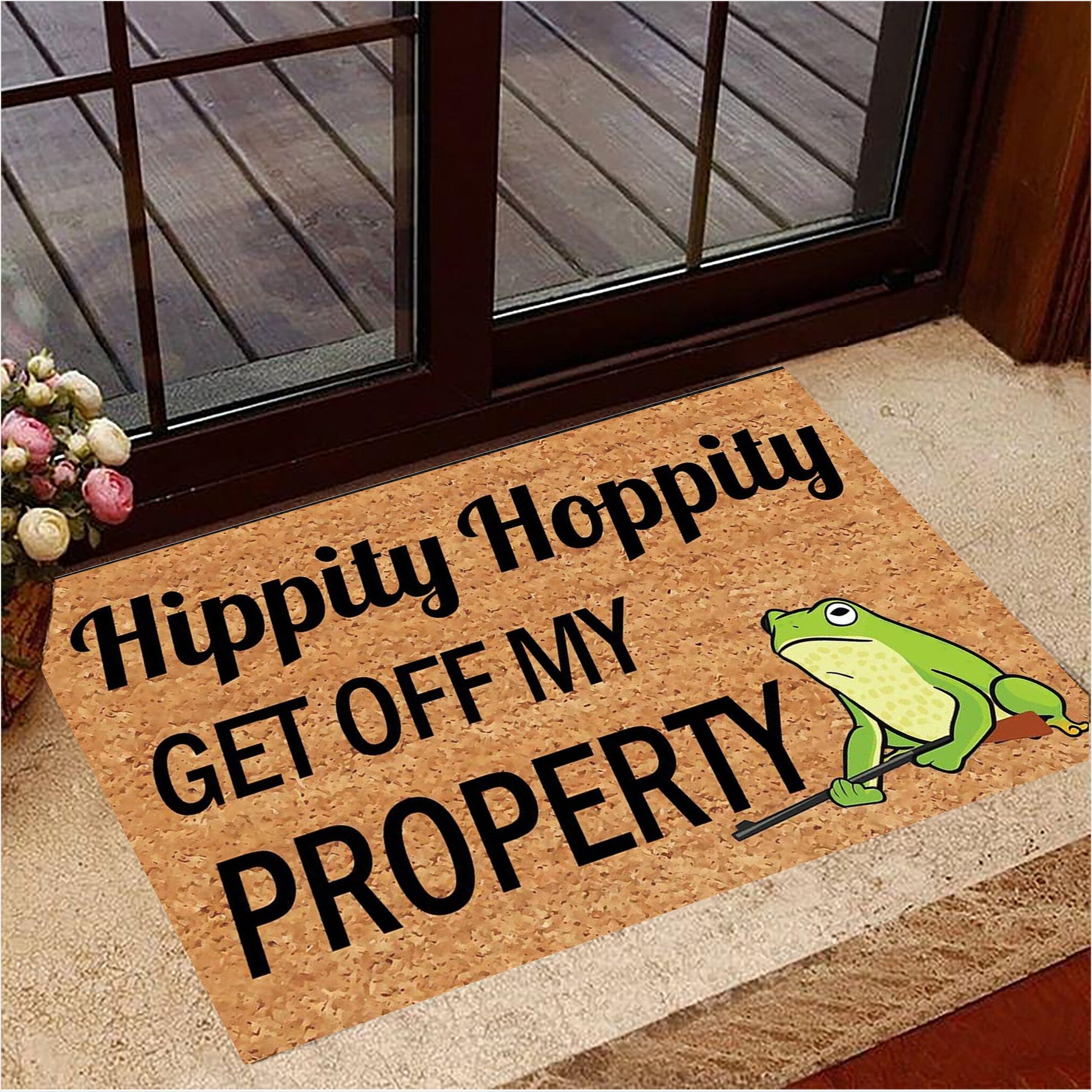 Hippity Hoppity Doormat Frog Get Off My Poverty Funny Door Mat Merchandise Gifts For BFF-1