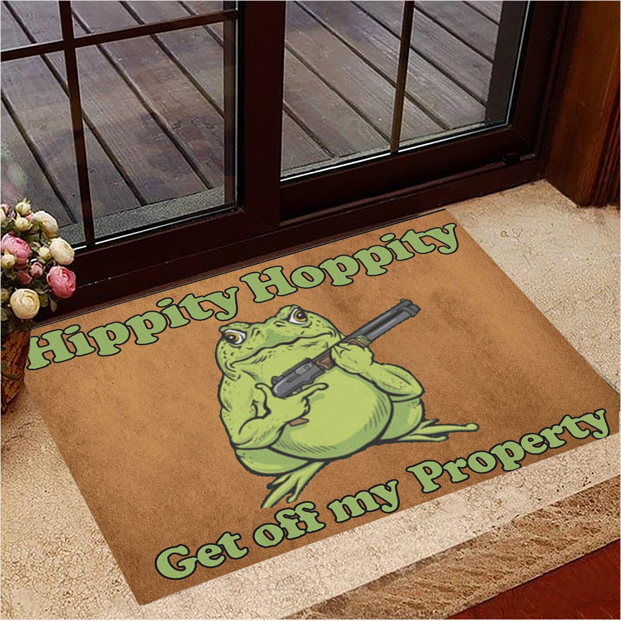Hippity Hoppity Doormat Funny Frog Meme Get Off My Property Doormat For Front Door-1