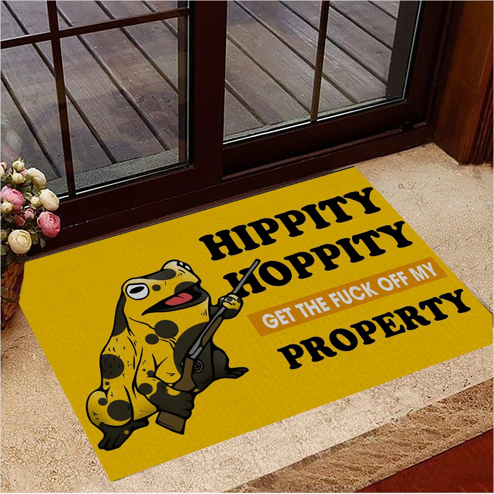 Hippity Hoppity Doormat Hippity Hoppity Off My Property Funny Welcome Mat Unique Gifts For BFF-1