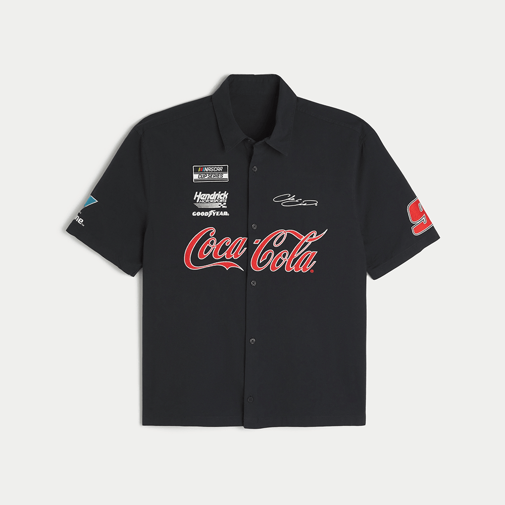 Hollister F1 Merch Coca Cola Racing Graphic Button Up Shirt First Fathers Day Gift-1