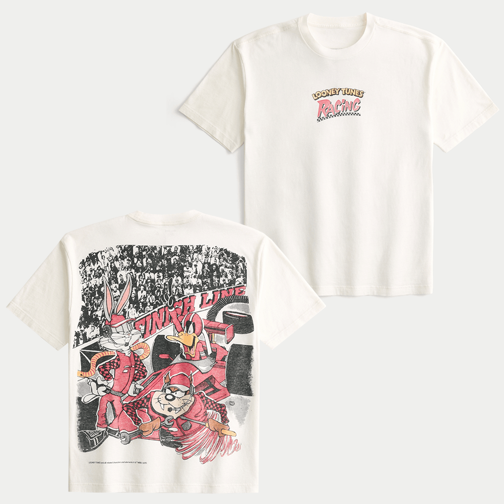 Hollister F1 Merch Looney Tunes Racing Graphic T-Shirt Good Fathers Day Gifts-1