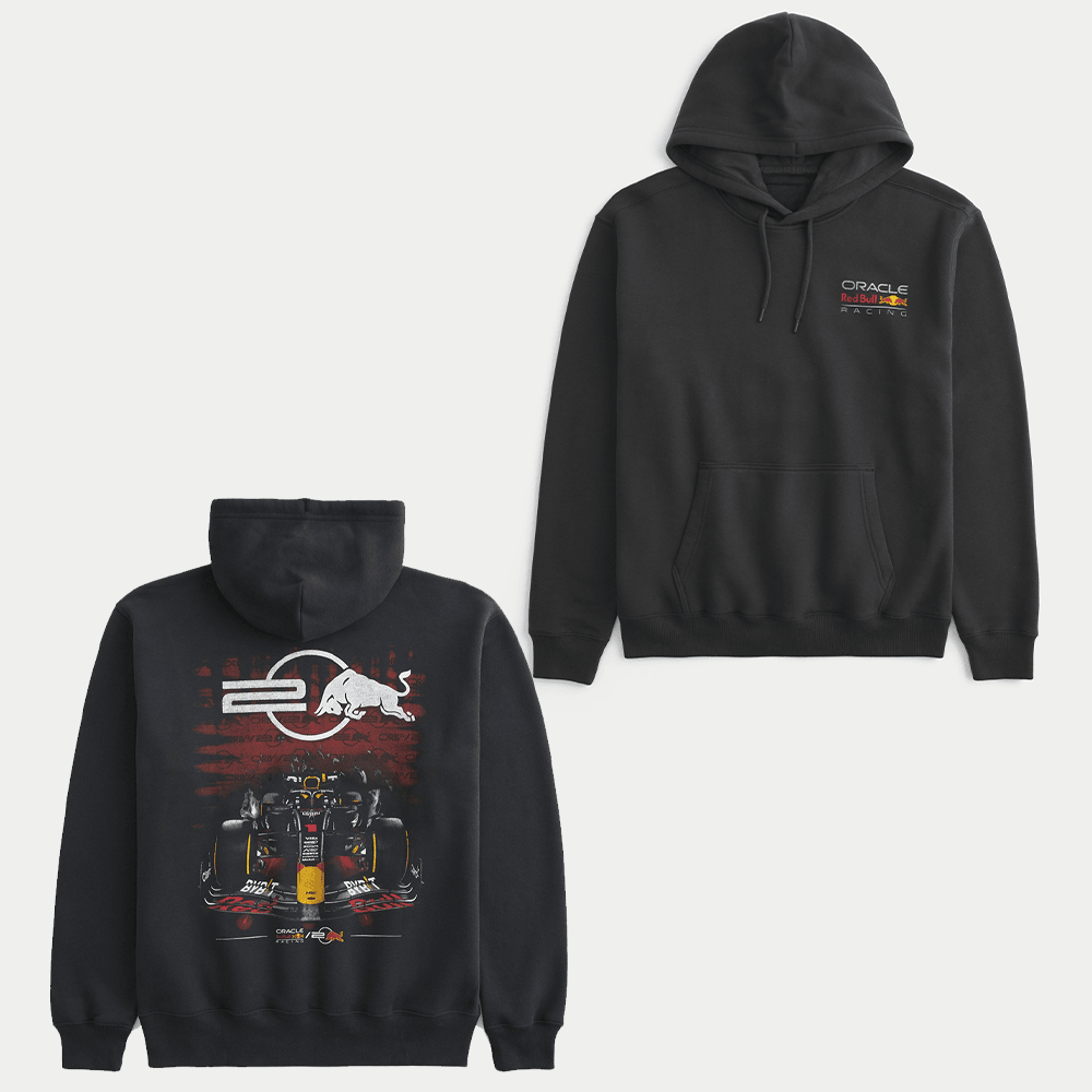 Hollister F1 Merch Relaxed Oracle Red Bull Racing Graphic Hoodie Top Father's Day Gifts-1