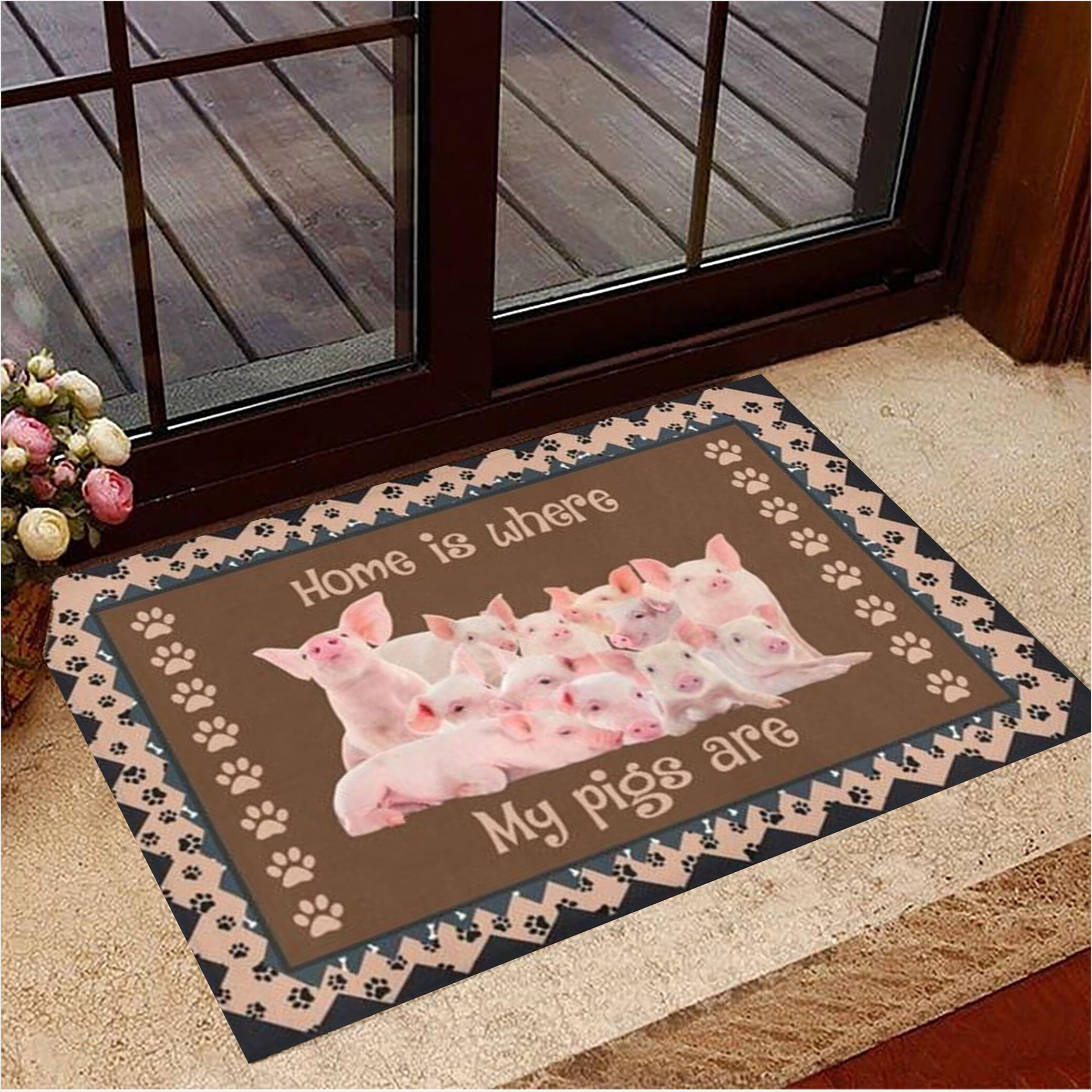 Home Is Where My Pigs Are Doormat Hilarious Doormats Housewarming Gifts Gifts For Friends-1