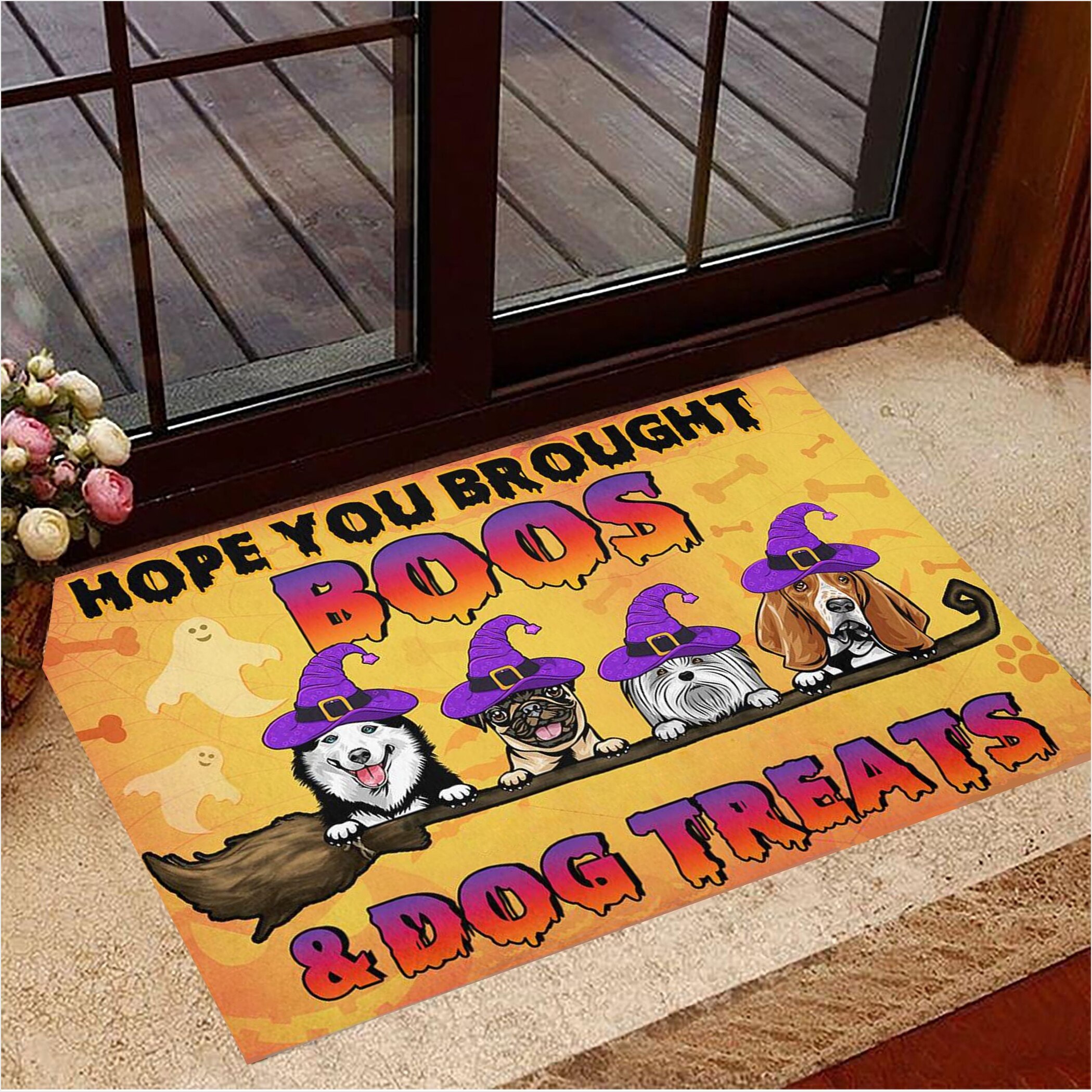 Hope You Brought Boos And Dog Treats Doormat Halloween Welcome Mat Halloween Decor-1