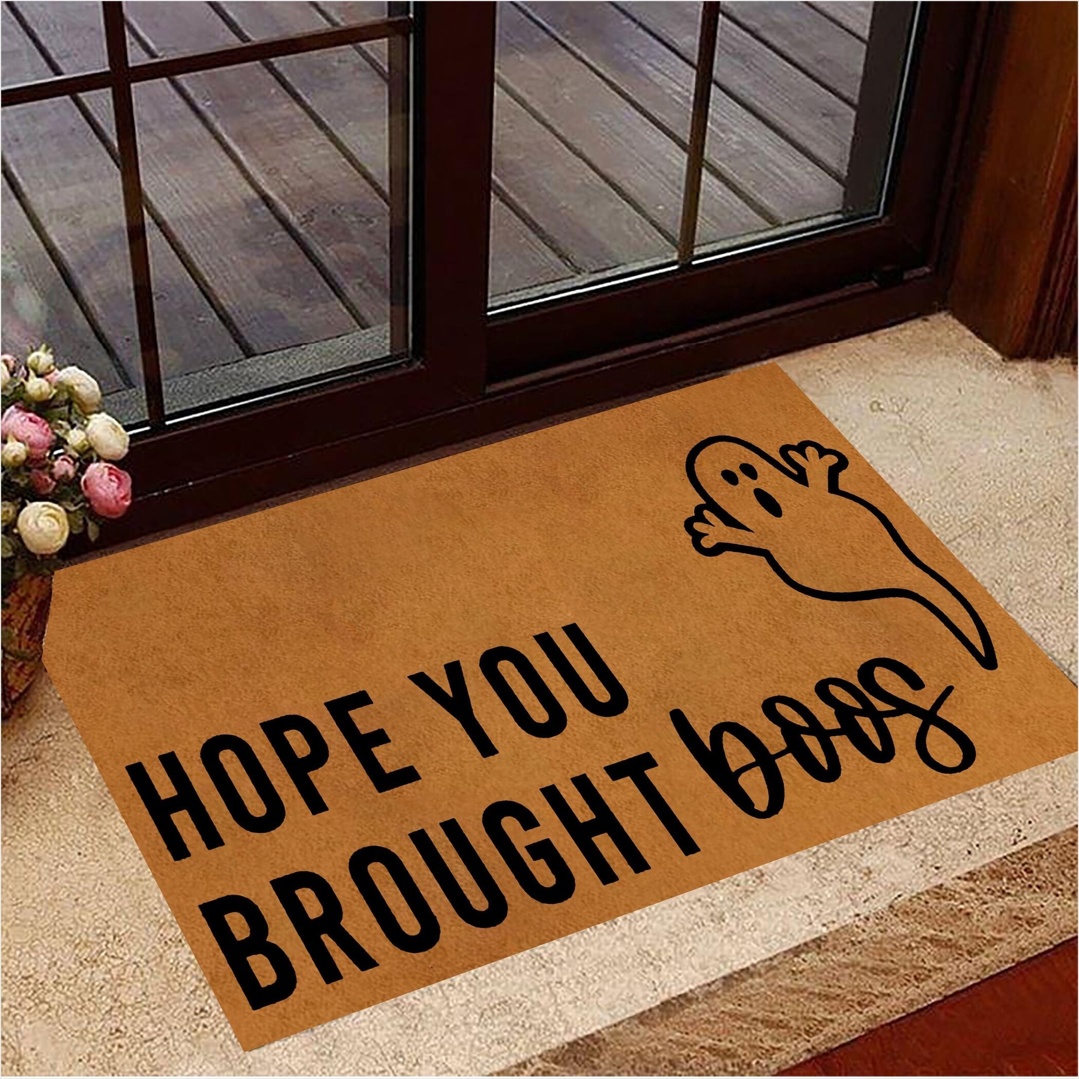 Hope You Brought Boos Doormat Funny Ghost Halloween Doormat Halloween House Decor Gifts For BFF-1