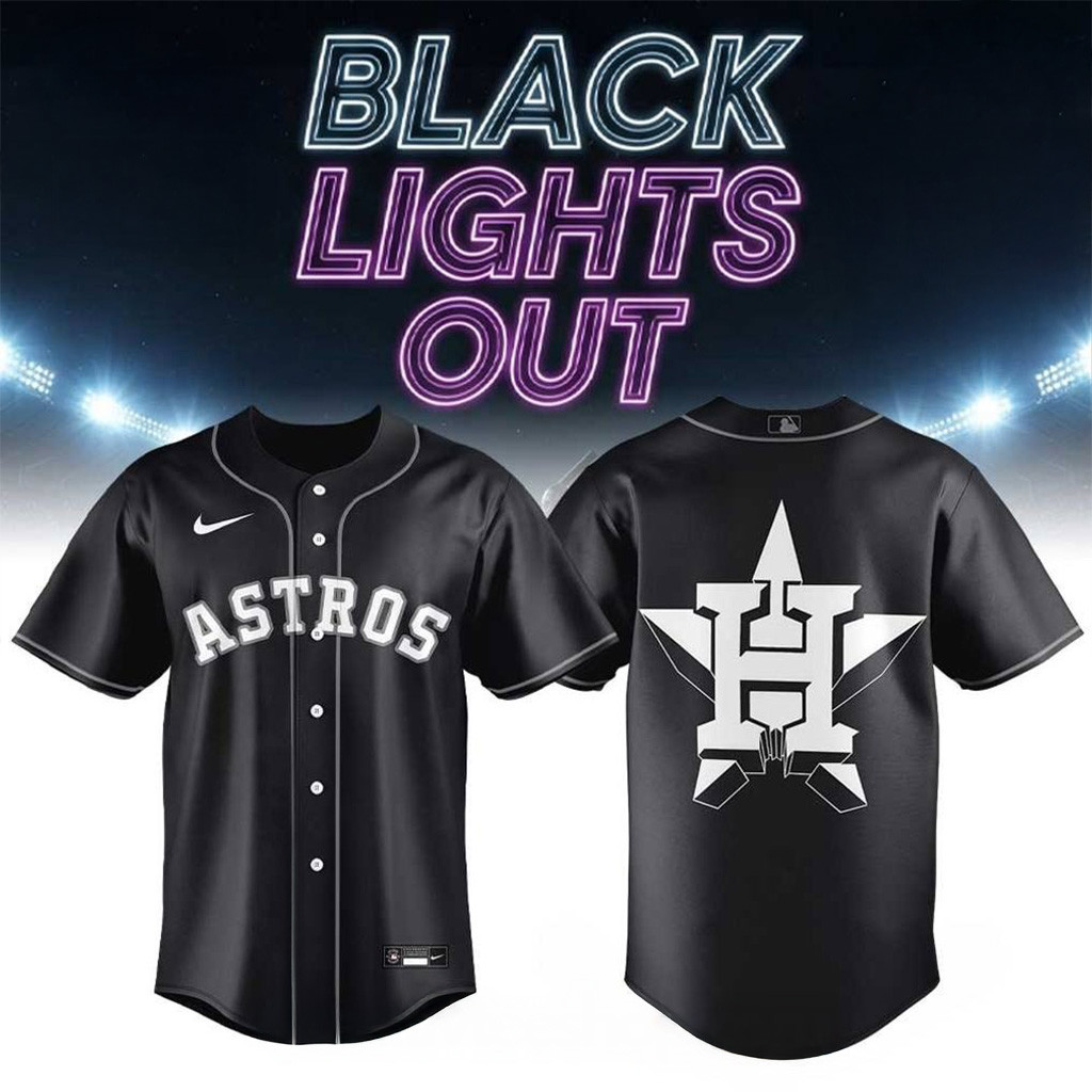Houston Astros Black Lights Out Baseball Jersey Houston Astros Merch Gifts For Baseball Fans-1