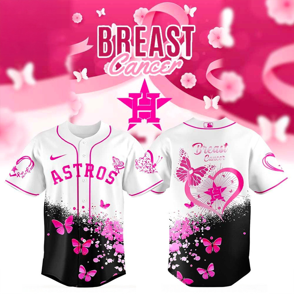 Houston Astros Breast Cancer 2025 Jersey Houston Astros Merch Gift Ideas For Baseball Fans-1