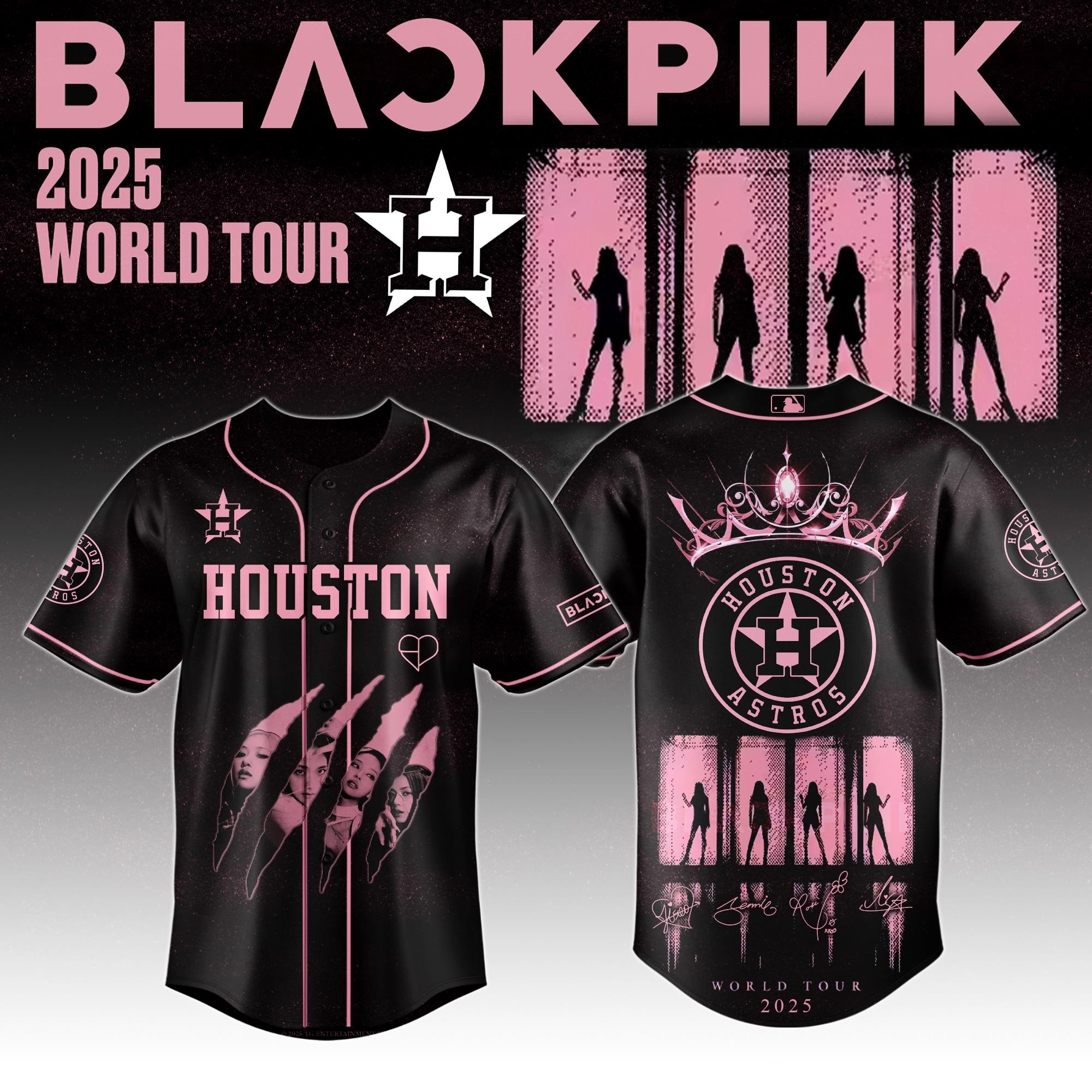 Houston Astros Mlb X Black Pink World Tour Baseball Jersey For Fans Houston Astros Merch-1