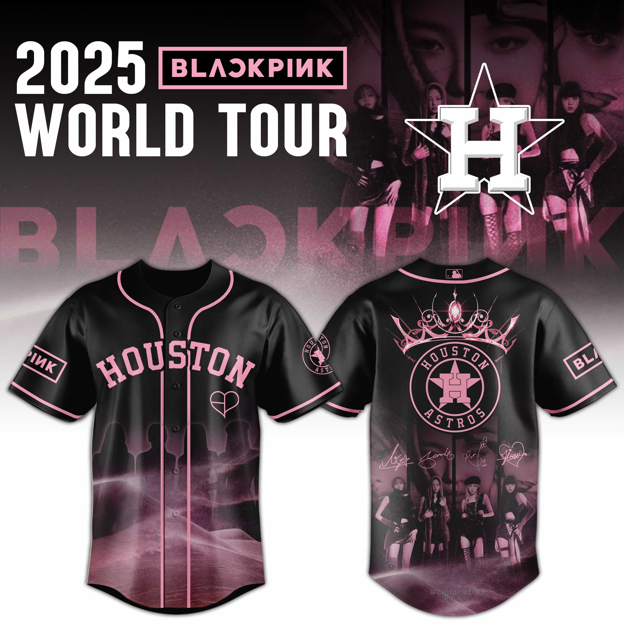 Houston Astros Mlb X Black Pink World Tour Baseball Jersey For Fans-1