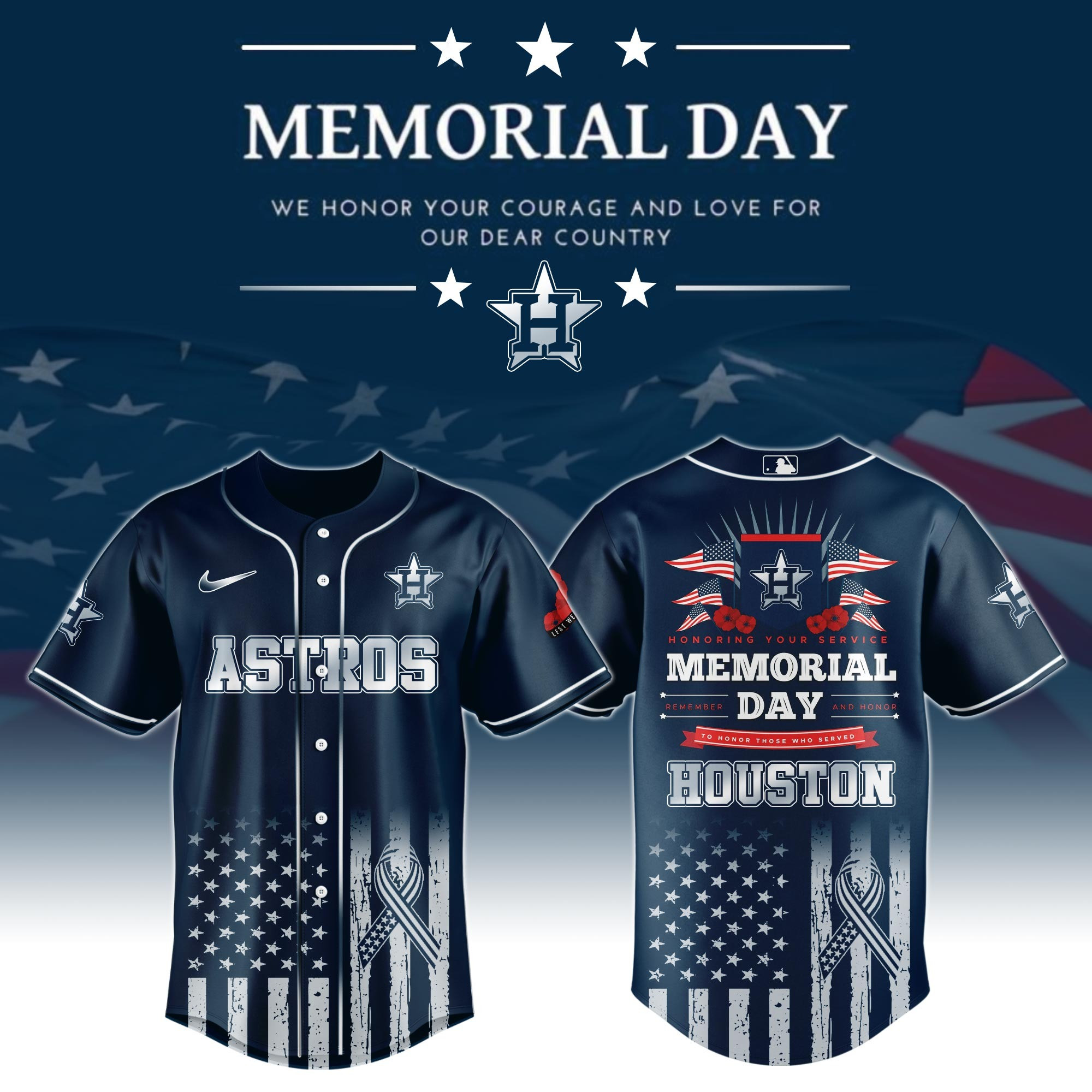 Houston Astros Special Memorial Day Limited Edition Jersey Houston Astros Merch-1