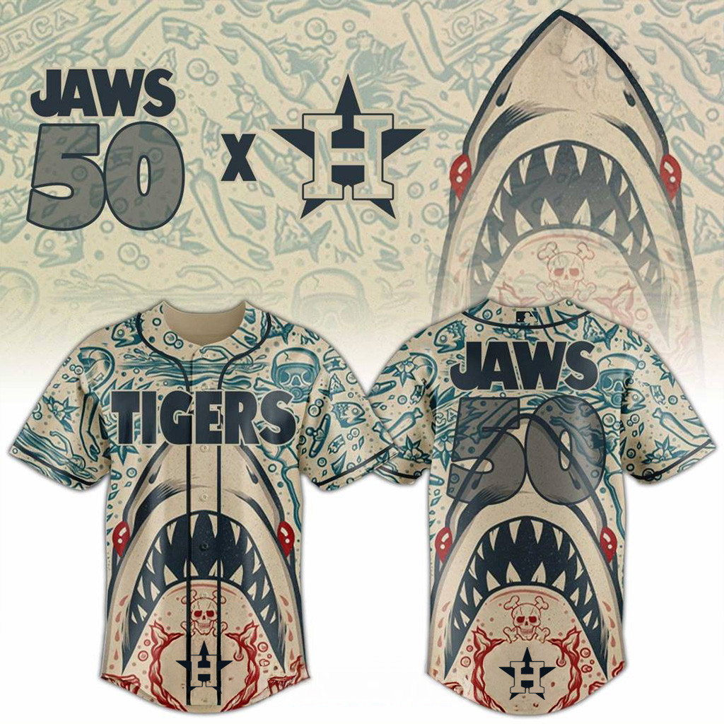 Houston Astros X Jaws 50th Jersey Houston Astros Merch Gifts For Baseball Lovers-1