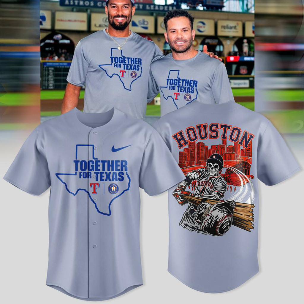Houston Astros X Texas Rangers Together For Texas Baseball Jersey Houston Astros Merch-1
