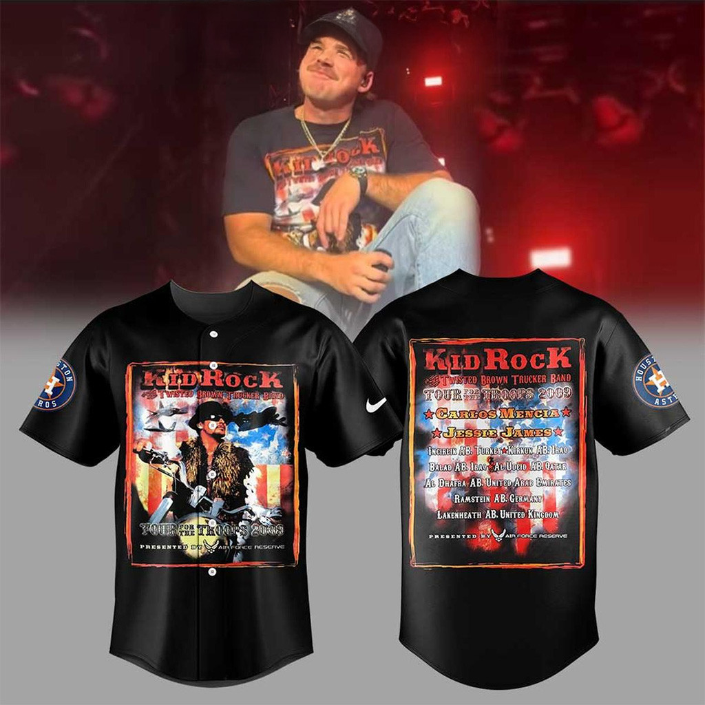 Houston Astros x Bryan I'm The Problem Tour Kid Rock Black Baseball Jersey-1