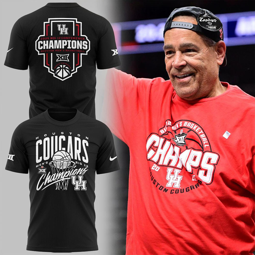 Houston Cougars Men's Basketball Big 12 Champions T-Shirt Top Father's Day Gifts-1