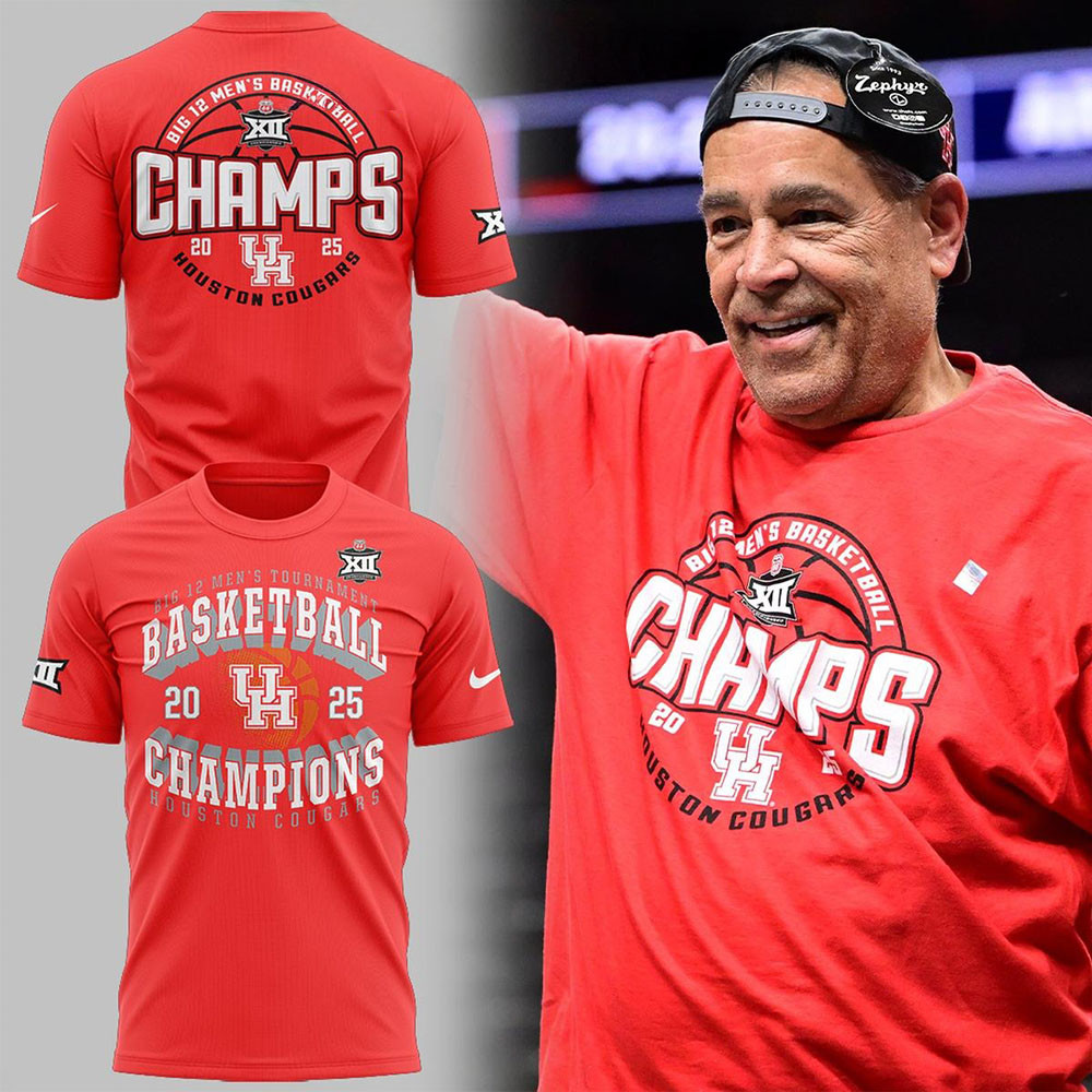 Houston Cougars Men's Basketball Champions Big 12 2025 Red Shirt Father's Day Gifts For Dad-1