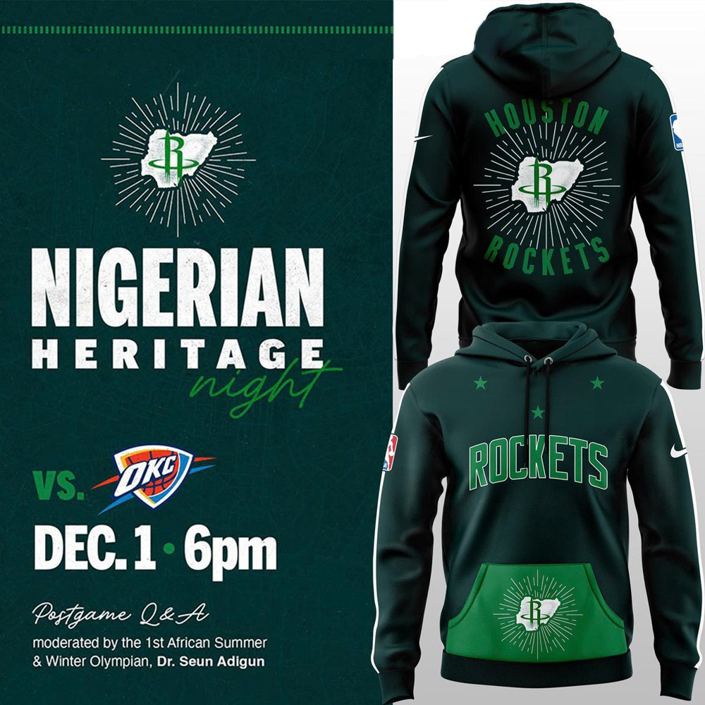 Houston Rockets 2024 Nigerian Heritage Night Hoodie Basketball Fan Gift Ideas-1