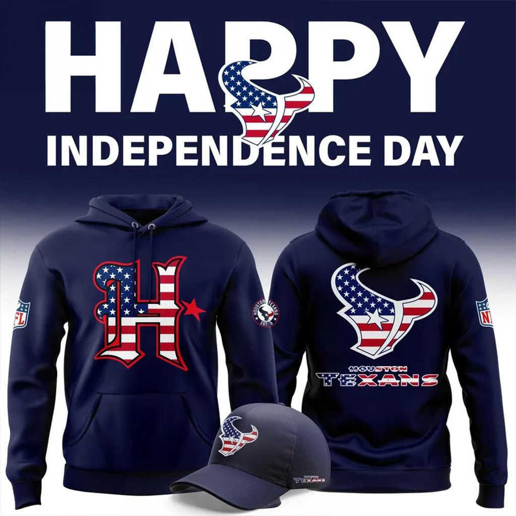 Houston Texans 2025 Happy Independence Day Hoodie Houston Texans Merch Fans Gifts-1