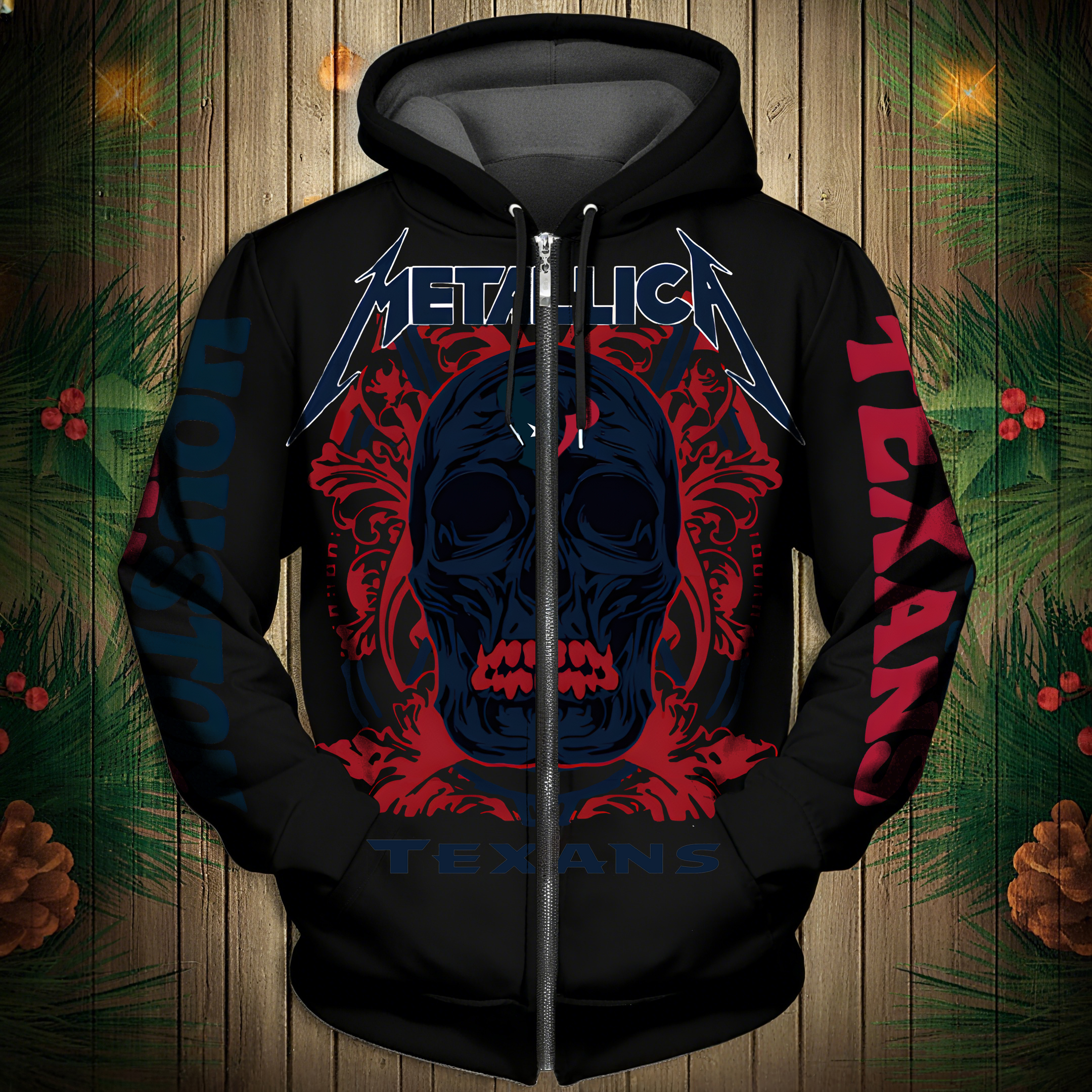 Houston Texans 2025 New 3D Skull Graphic Hoodie-1