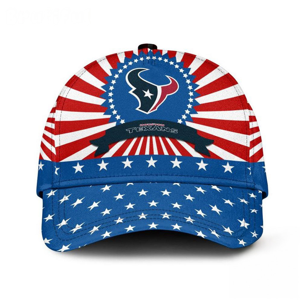 Houston Texans American Flag Pattern Independence Day Hat Houston Texans Merch Fans Gifts-1