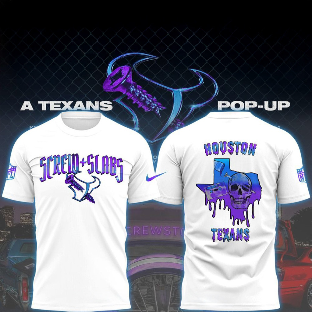 Houston Texans Football x DJ Screw White Shirt 2025 Houston Texans Merch-1