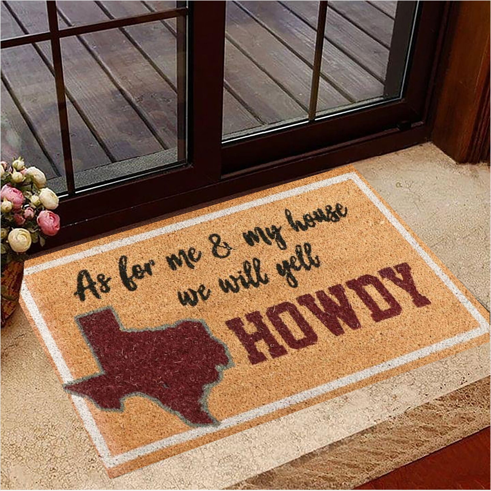 Howdy Doormat As For Me My House Will Yell Howdy Texas Map Mat Texan Texas Merchandise-1