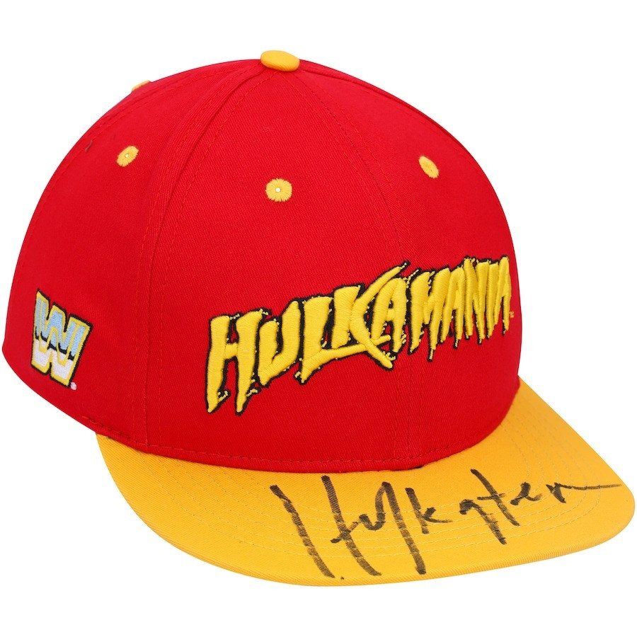 Hulk Hogan WWE Autographed Red Yellow Hulkamania Retro Snapback Hat RIP Hulk Hogan Merch-1