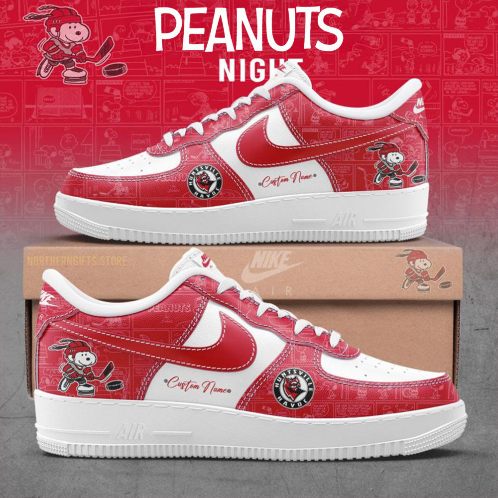 Huntsville Havoc 75th Anniversary Peanuts Air Force 1 Shoes Gifts For Hockey Fan-1