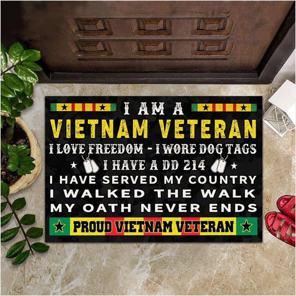 I Am A Vietnam Veteran Doormat Proud Vietnam Veteran Doormat Patriotic Home Decor Gifts For BFF-1