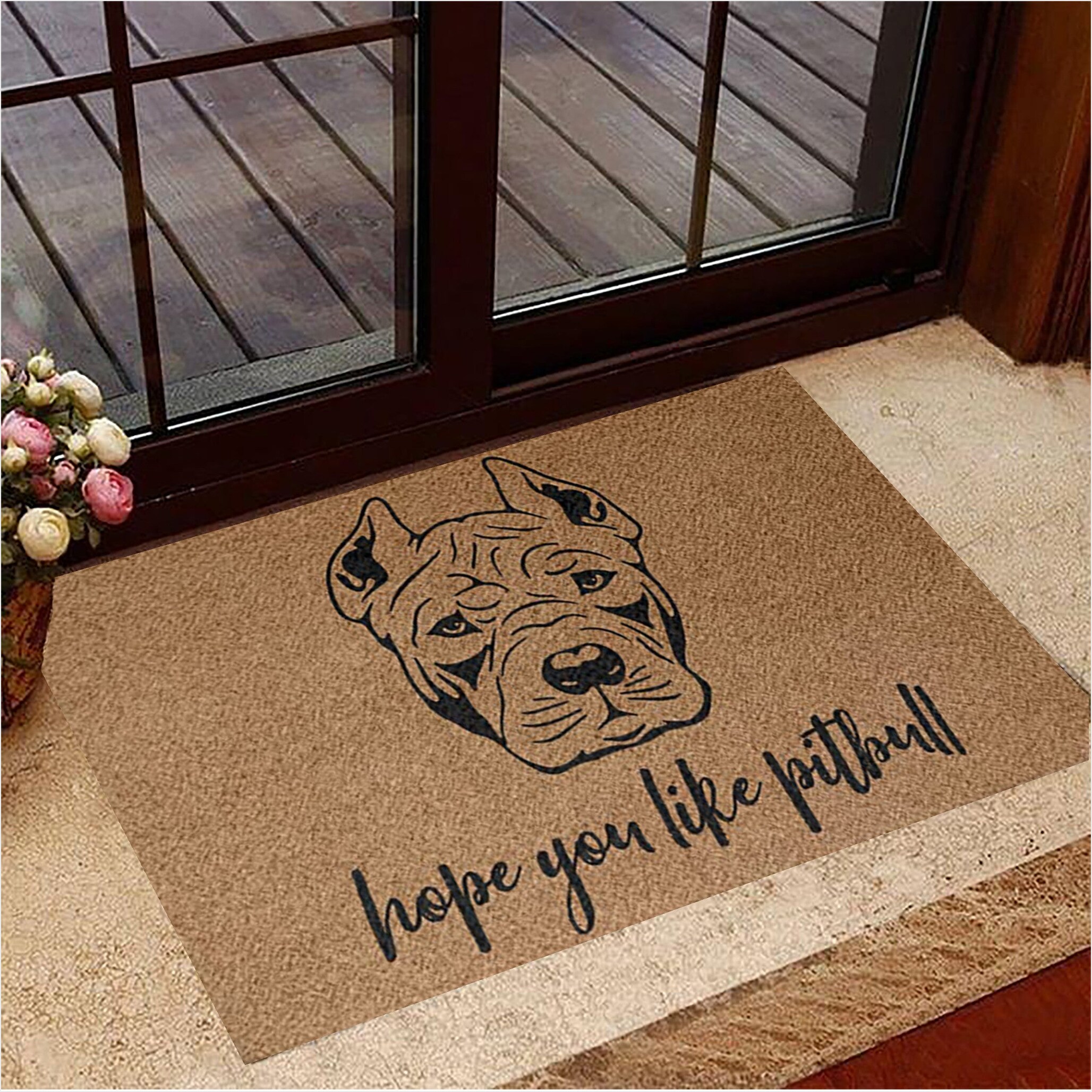 I Hope You Like Pitbulls Doormat Dog Owner Welcome Mat Pitbull Dog Merchandise Gifts-1