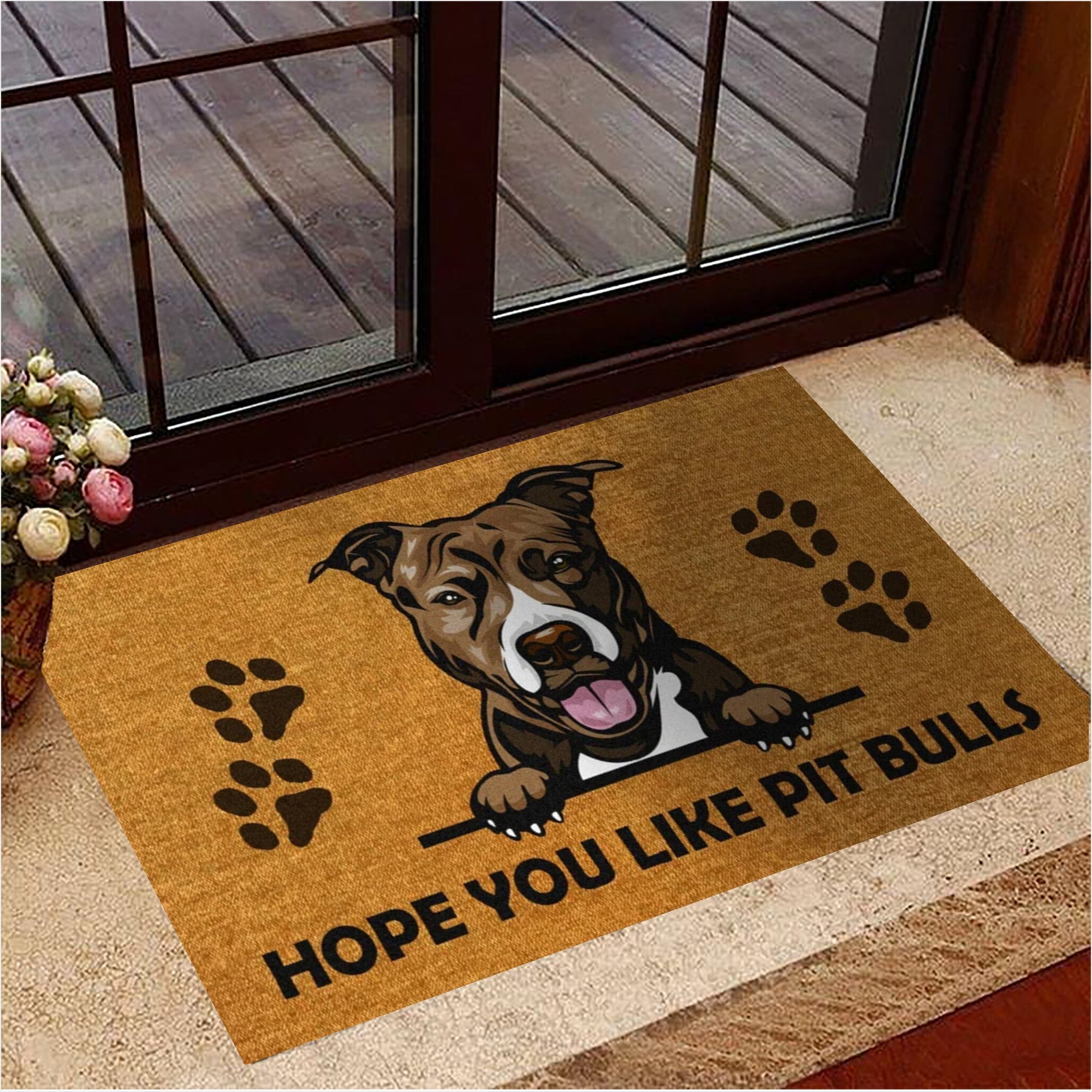 I Hope You Like Pitbulls Doormat Merchandise Welcome Mat Gifts For Pitbull Owners Gifts For BFF-1
