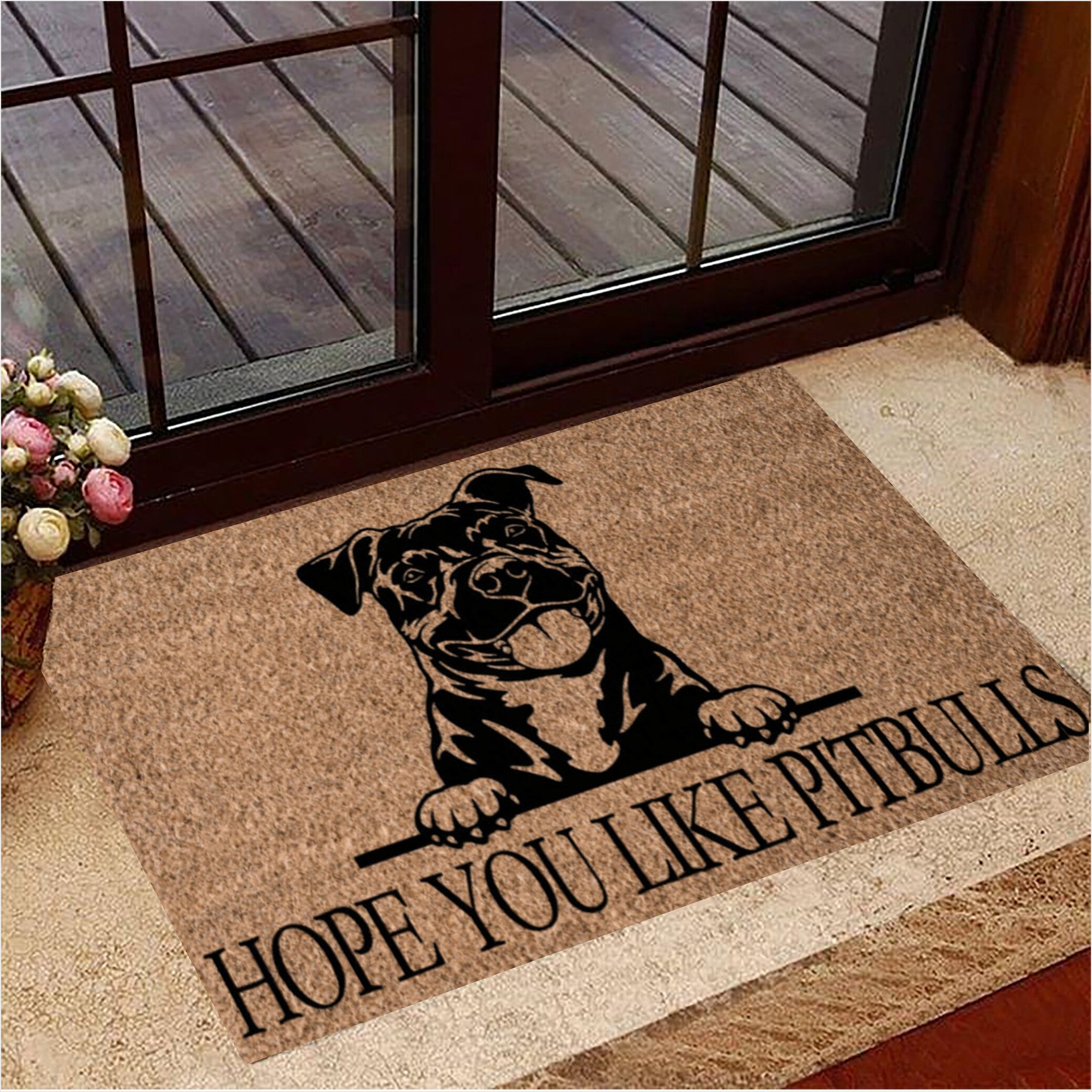 I Hope You Like Pitbulls Doormat Pitbull Dog Owner Welcome Mat Merch Gifts For Best Friend-1
