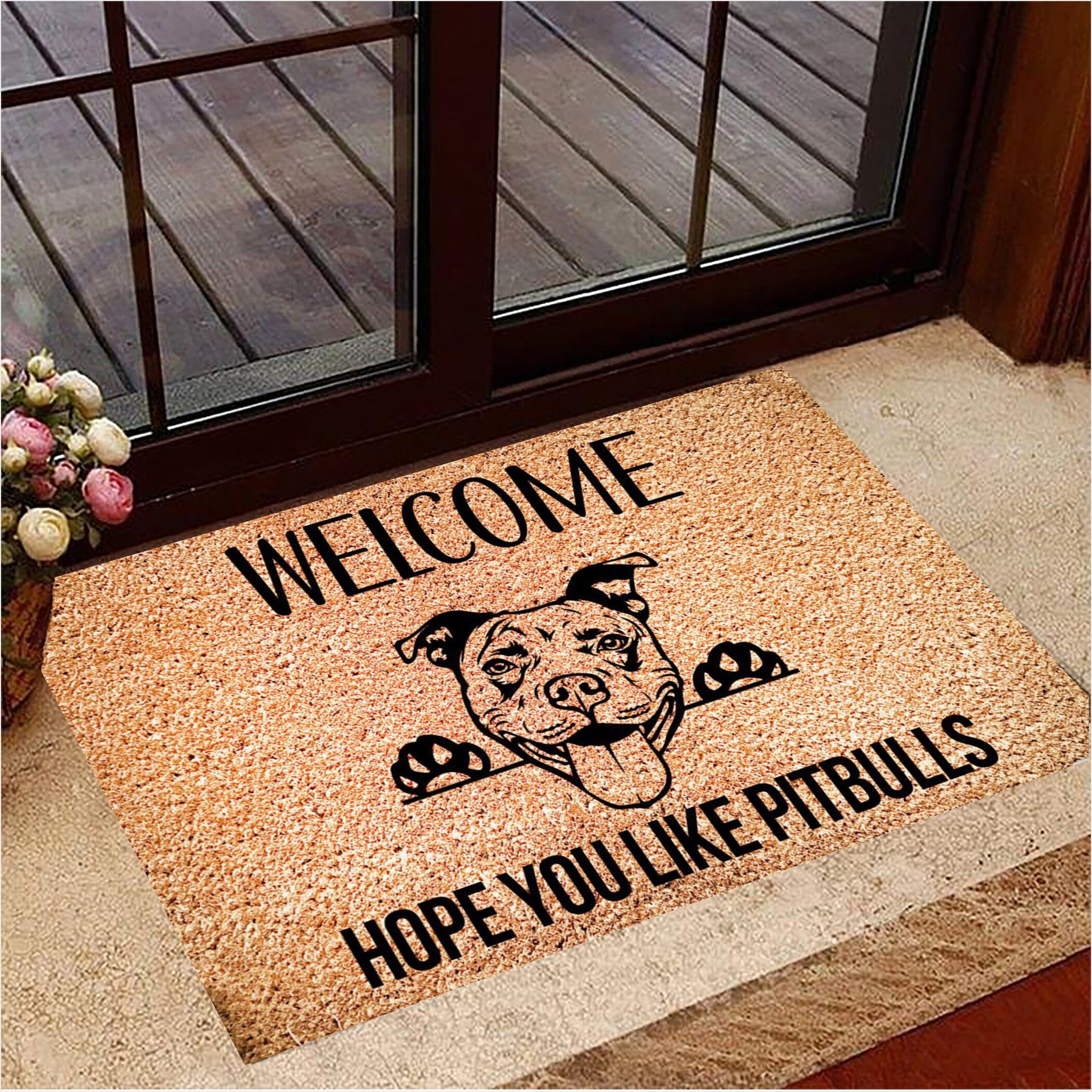I Hope You Like Pitbulls Doormat Welcome Pitbull Mat Cute Dog Owner Gift Ideas Gifts For Fans-1