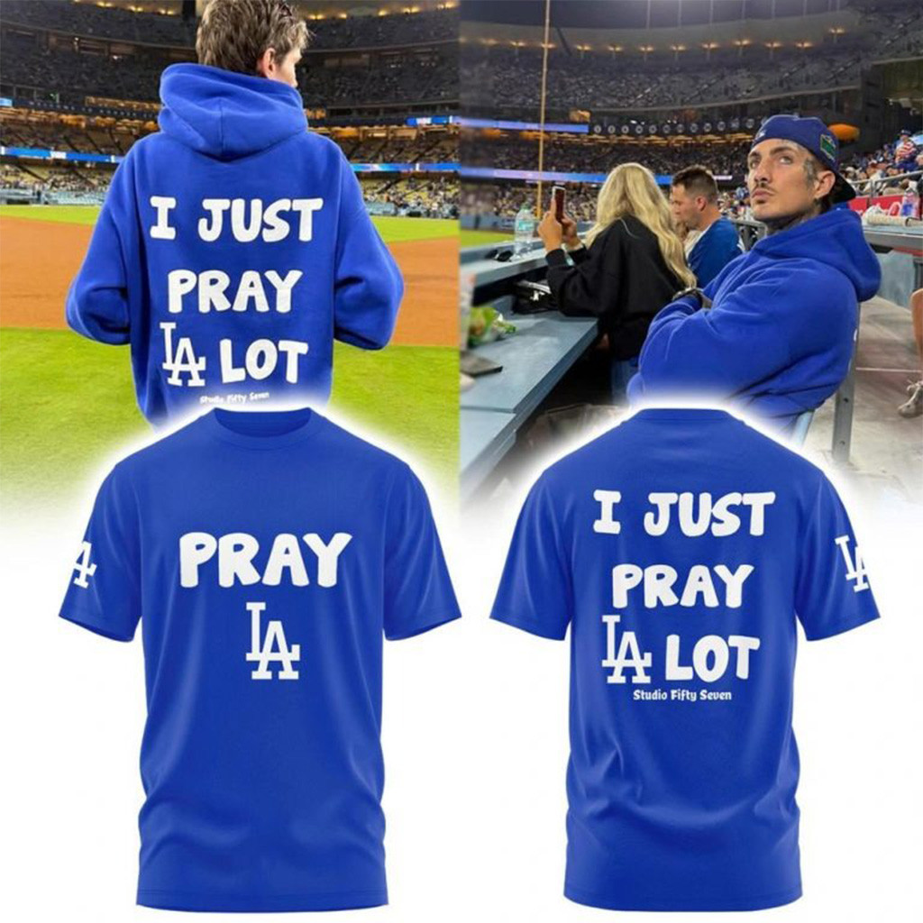 I Just Pray Los Angeles Dodgers Lot T-Shirt Dodgers Merch Gifts For Baseball Fans-1