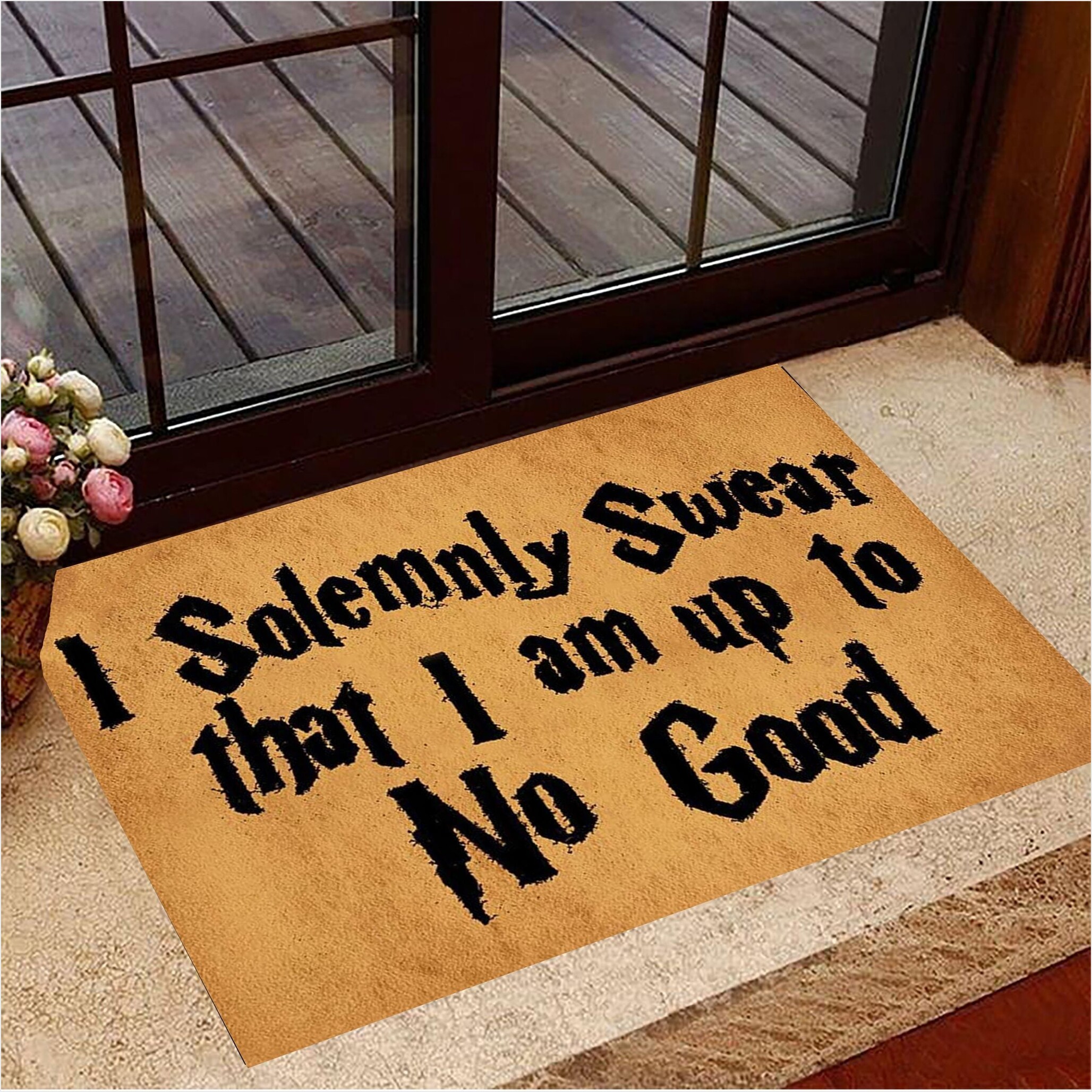 I Solemnly Swear That I Am Up To No Good Doormat Funny Welcome Mats New Home Presents-1