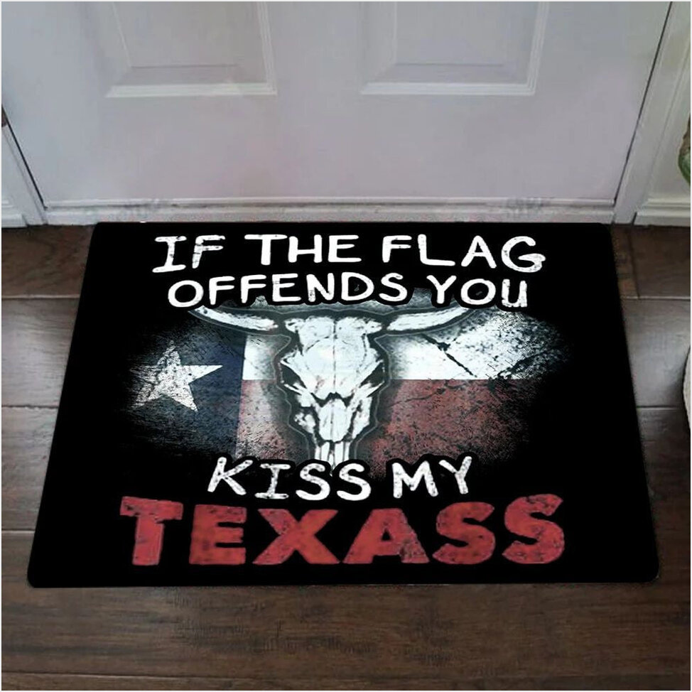 If The Flag Offends You Kiss My Texass Doormat Funny Door Rugs Birthday Gifts For Besties-1