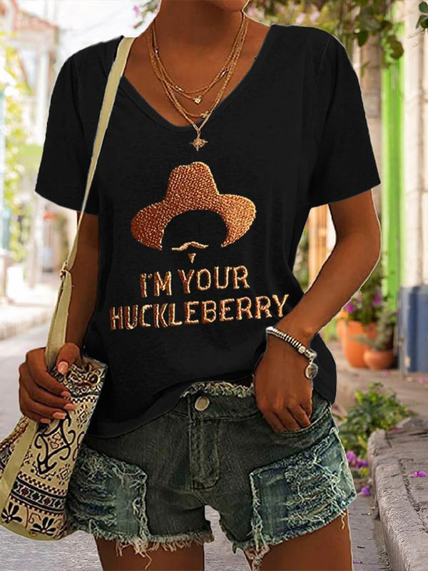 I'm Your Huckleberry Say When V-neck Shirt For Women's Doc Holliday Shirt-1