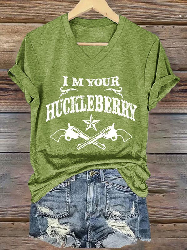 I'm Your Huckleberry V-neck T-Shirt For Women's Doc Holliday Clothing Gun Lovers Gifts-1