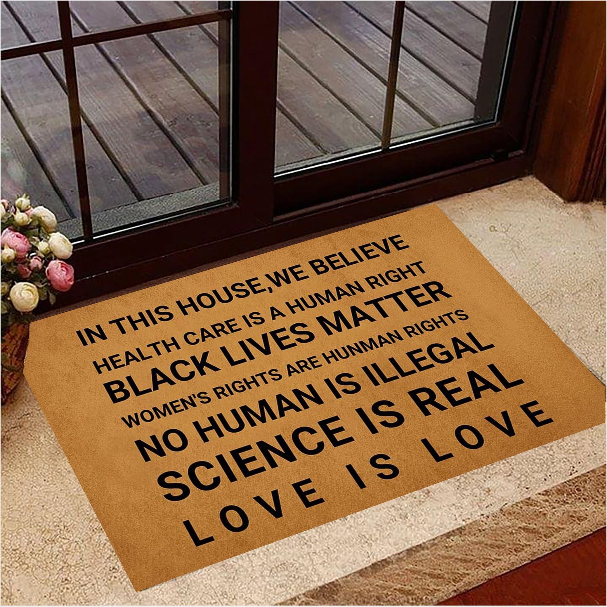 In This House We Believe Health Care Is A Human Right BLM Doormat Justice Merch Gifts For Fans-1