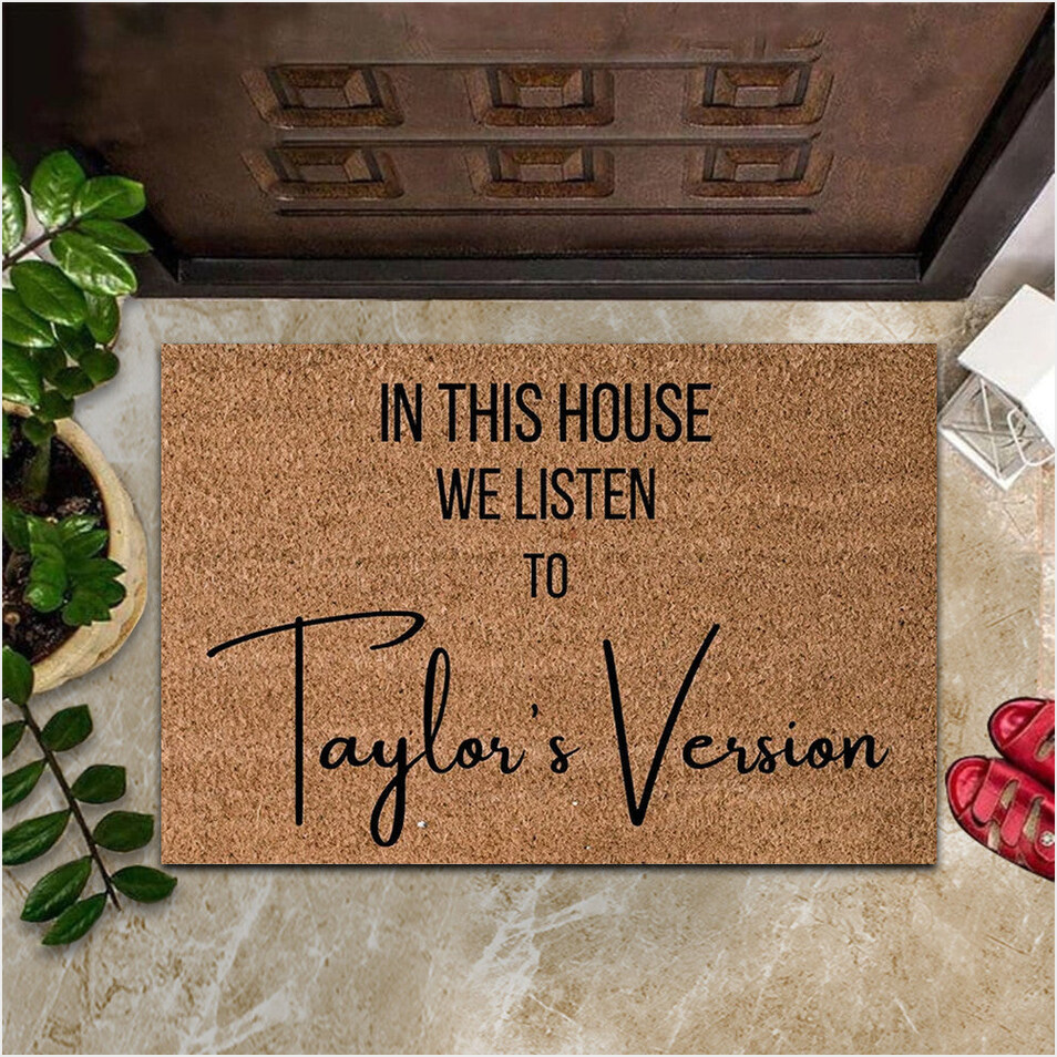 In This House We Listen To Taylors Version Doormat Merch Christmas Gifts For Swifties-1