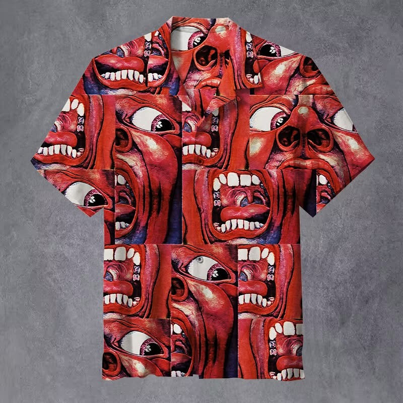 In the Court Of King Crimson Screaming Face Hawaiian Shirt Horror Fathers Day Gift-1