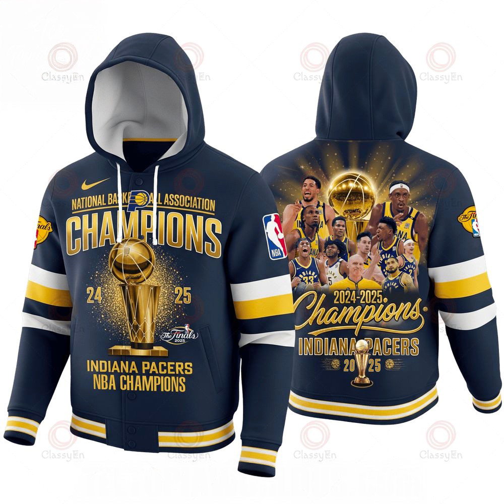 Indiana Basketball Champions Finals 2024 25 Hooded Varsity Jacket Basketball Fan Gift Ideas-1