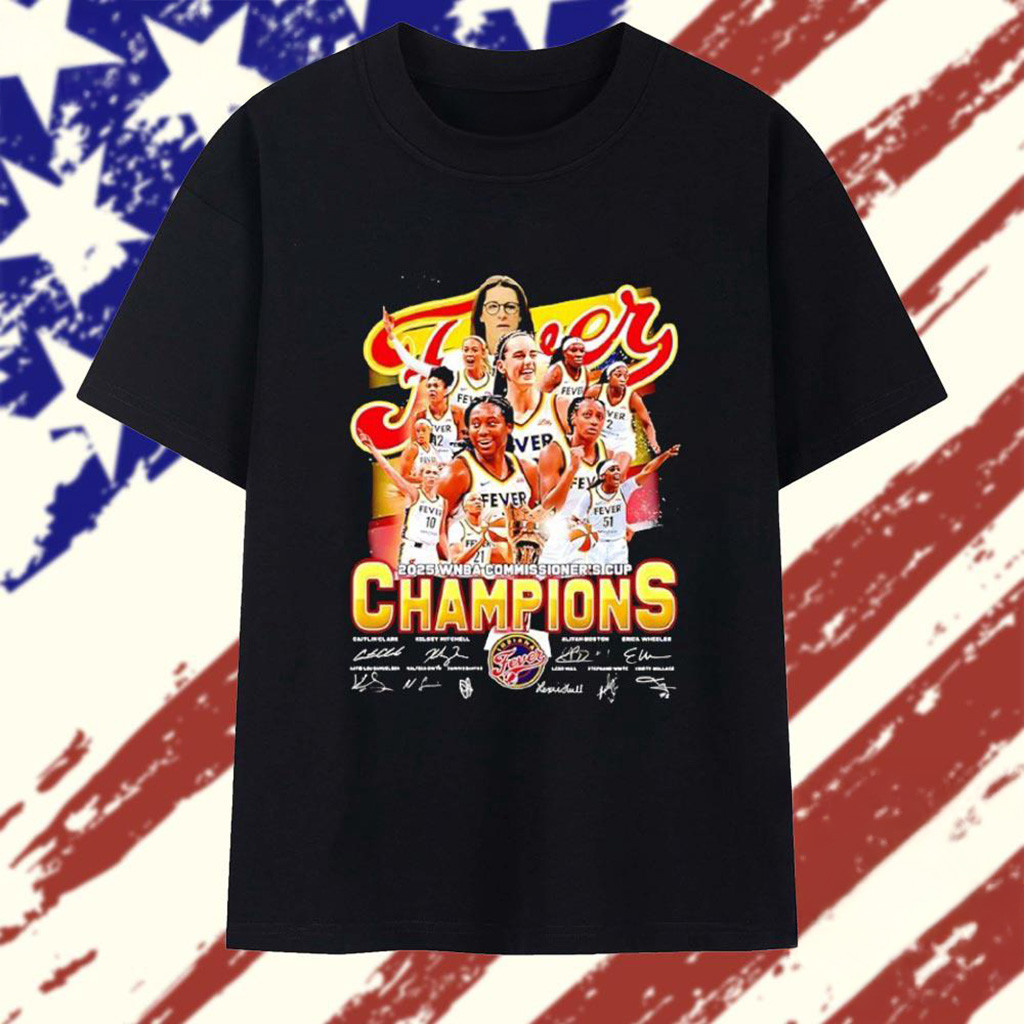 Indiana Fever Team 2025 WNBA Commissioners Cup Champions Signature T-Shirt WNBA Merch-1