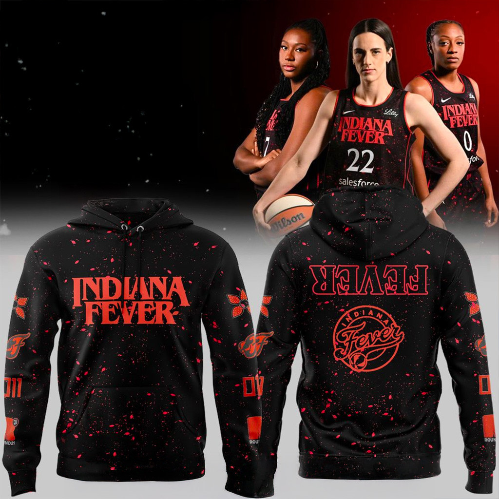 Indiana Fever X Stranger Things Hoodie Fan Merch Best Gifts For Basketball Lovers-1